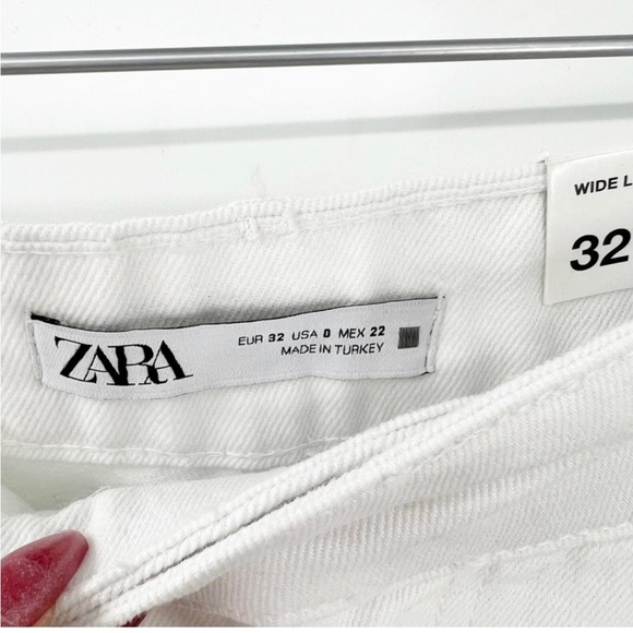 NWT ZARA Wide Leg Jeans 0 White - Picture 6 of 8
